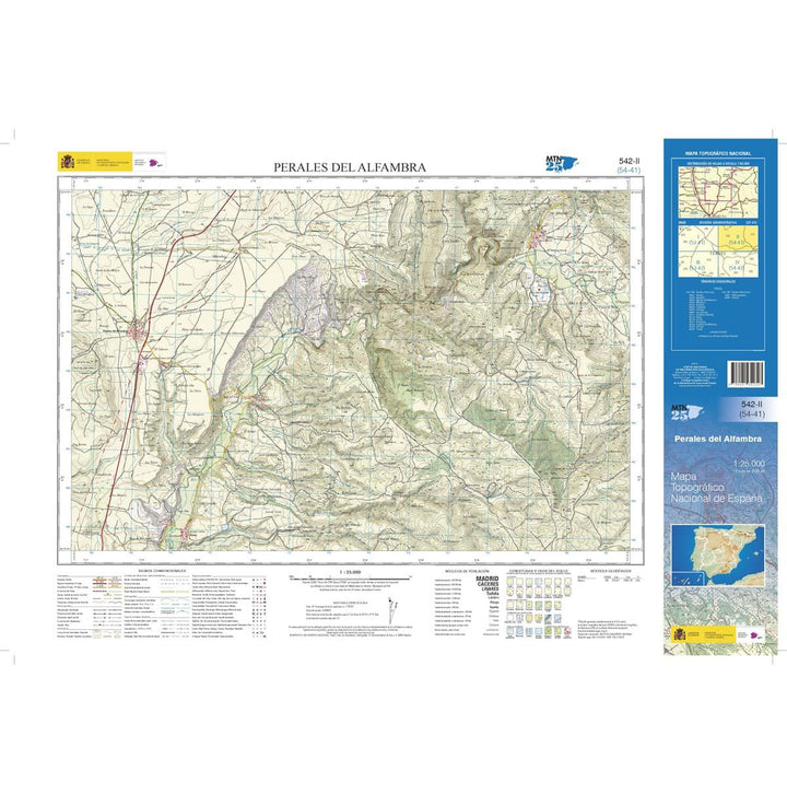Carte topographique de l'Espagne n° 0542.2 - Perales del Alfambra | CNIG - 1/25 000 carte pliée CNIG 