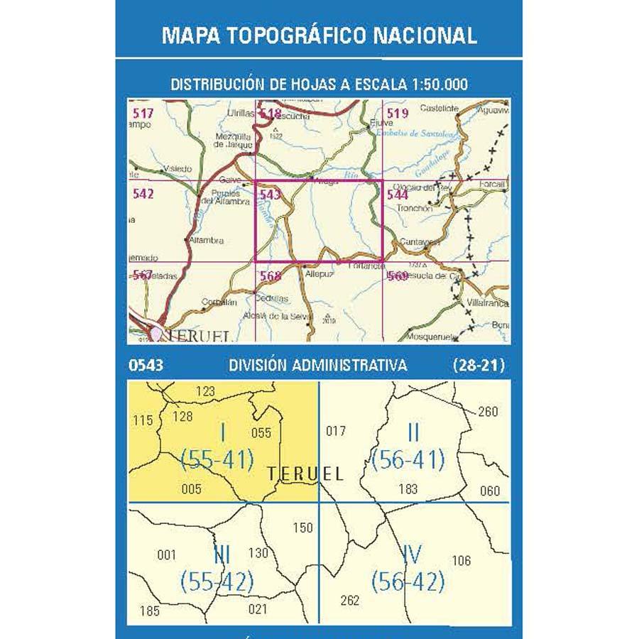 Carte topographique de l'Espagne n° 0543.1 - Camarillas | CNIG - 1/25 000 carte pliée CNIG 