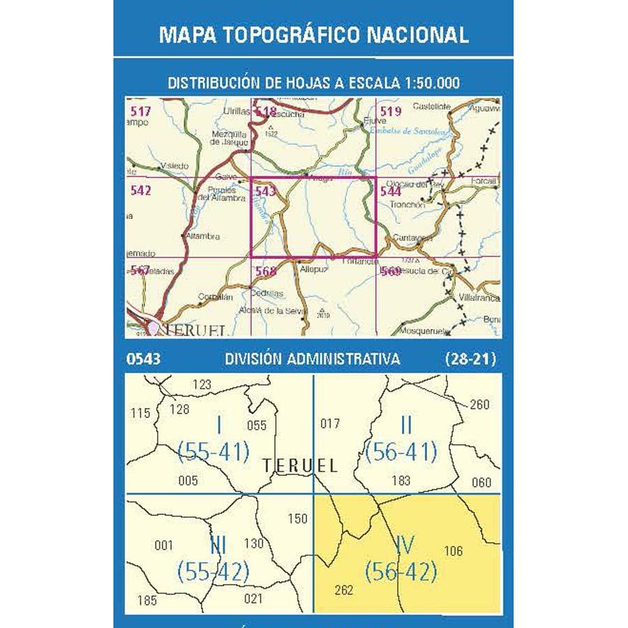 Carte topographique de l'Espagne n° 0543.4 - Villarroya de los Pinares | CNIG - 1/25 000 carte pliée CNIG 