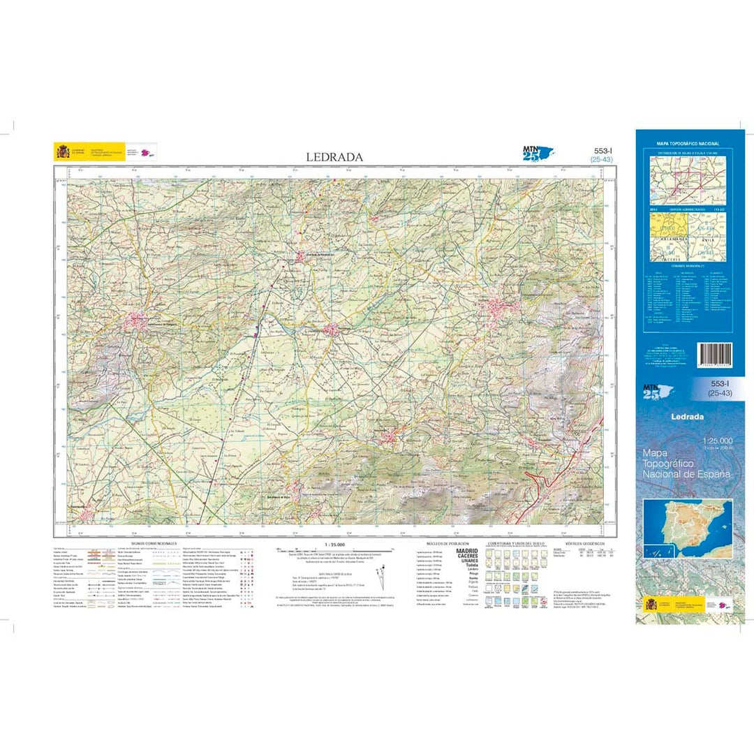 Carte topographique de l'Espagne n° 0553.1 - Ledrada | CNIG - 1/25 000 carte pliée CNIG 