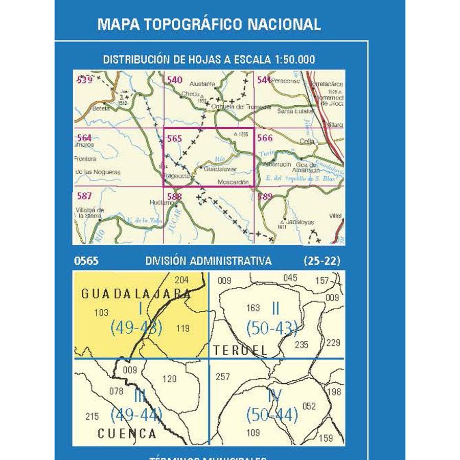 Carte topographique de l'Espagne n° 0565.1 - Griegos | CNIG - 1/25 000 carte pliée CNIG 