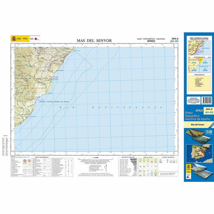 Carte topographique de l'Espagne n° 0594.2 - Mas del Senyor | CNIG - 1/25 000 carte pliée CNIG 