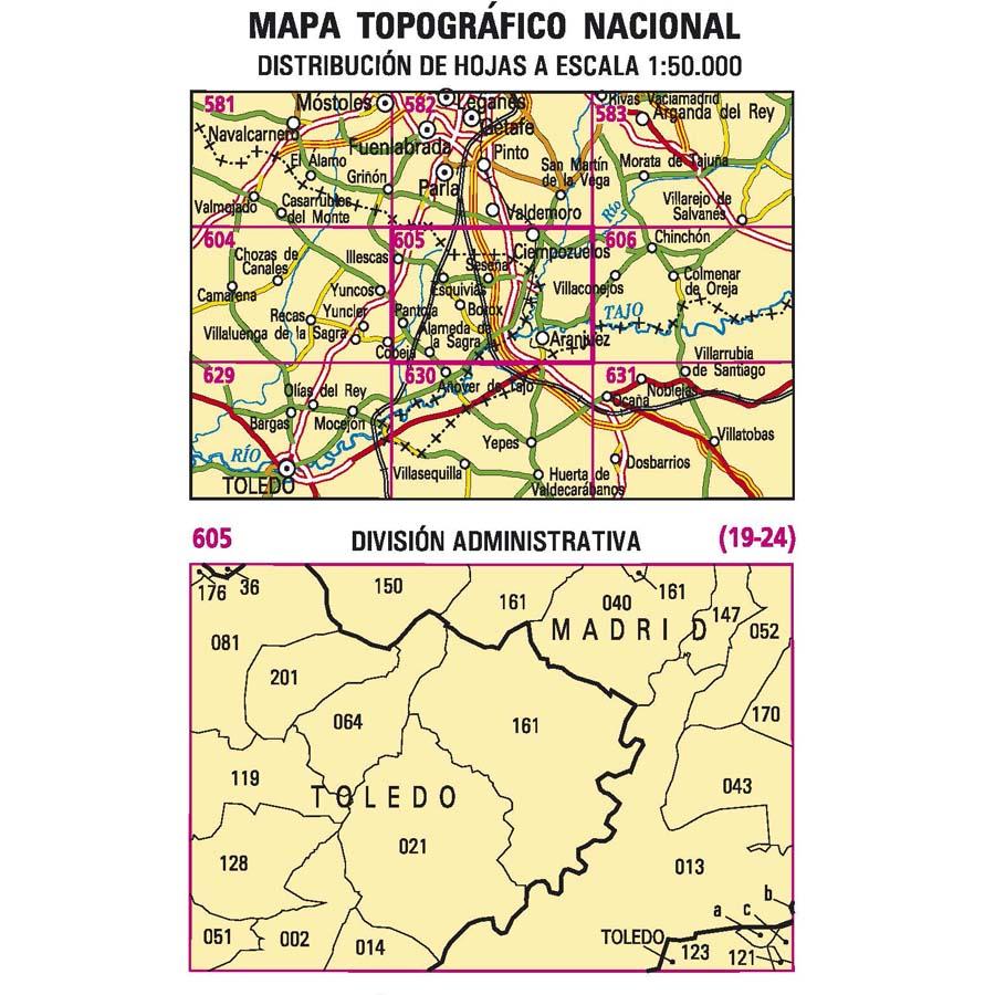 Carte topographique de l'Espagne n° 0605 - Aranjuez | CNIG - 1/50 000 carte pliée CNIG 