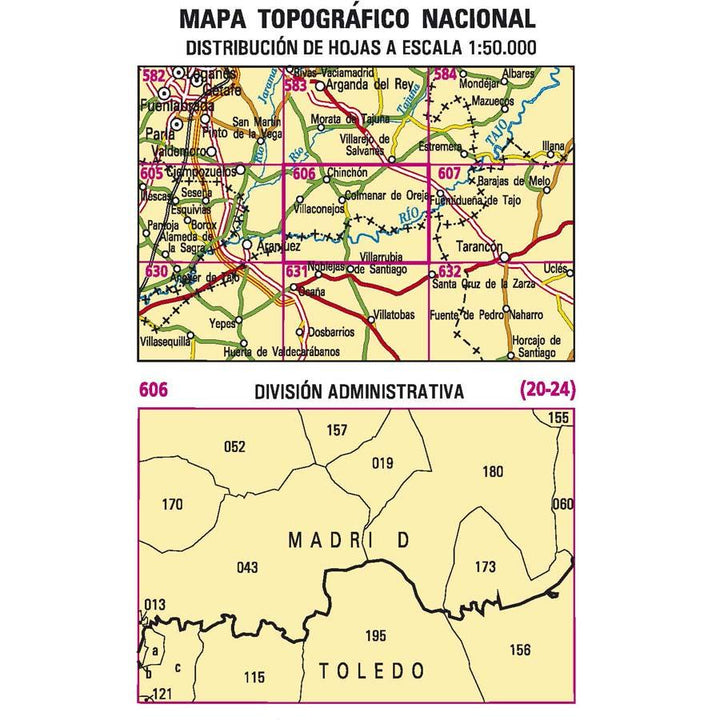 Carte topographique de l'Espagne n° 0606 - Chinchón | CNIG - 1/50 000 carte pliée CNIG 