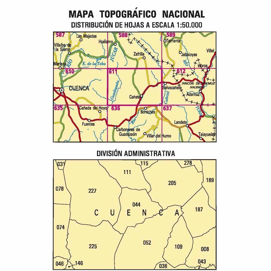 Carte topographique de l'Espagne n° 0611 - Cañete | CNIG - 1/50 000 carte pliée CNIG 
