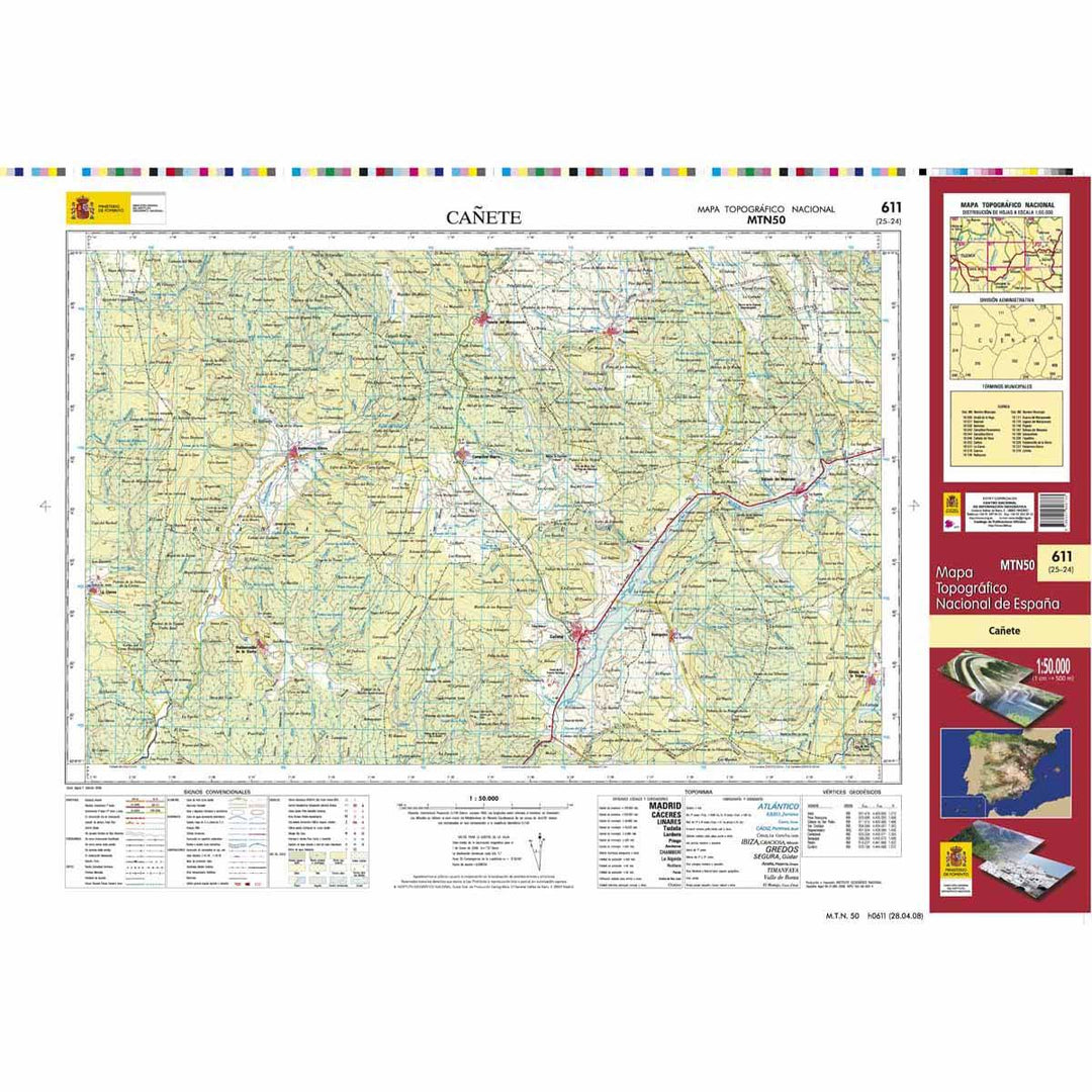 Carte topographique de l'Espagne n° 0611 - Cañete | CNIG - 1/50 000 carte pliée CNIG 