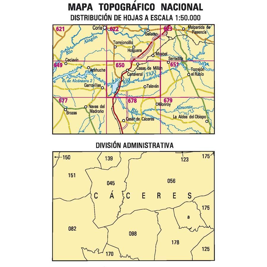 Carte topographique de l'Espagne n° 0650 - Cañaveral | CNIG - 1/50 000 carte pliée CNIG 