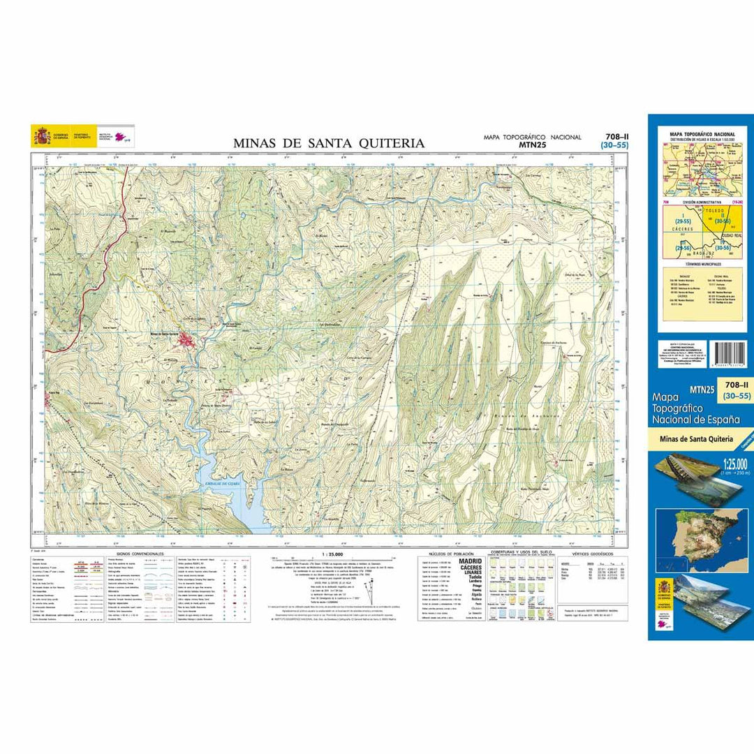 Carte topographique de l'Espagne n° 0708.2 - Minas De Santa Quiteria | CNIG - 1/25 000 carte pliée La Compagnie des Cartes - Le voyage et la randonnée 