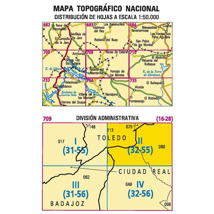 Carte topographique de l'Espagne n° 0709.2 - Navas De Estena | CNIG - 1/25 000 carte pliée CNIG 