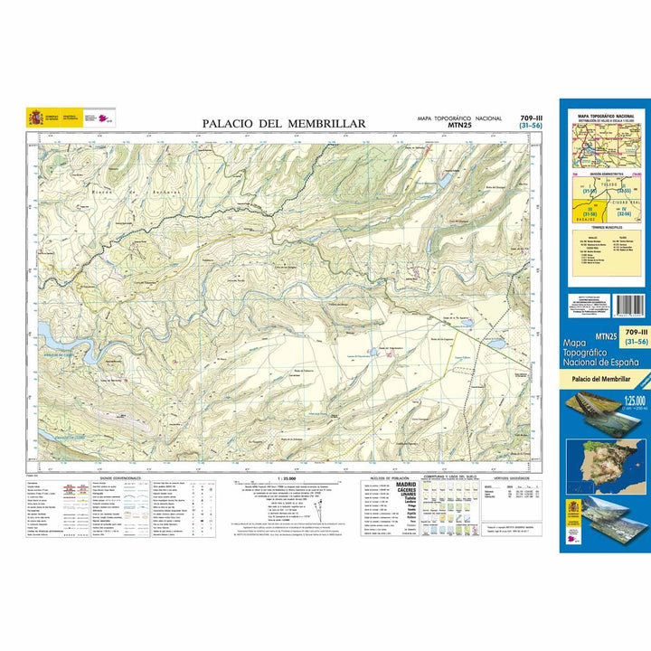 Carte topographique de l'Espagne n° 0709.3 - Palacio Del Membrillar | CNIG - 1/25 000 carte pliée CNIG 
