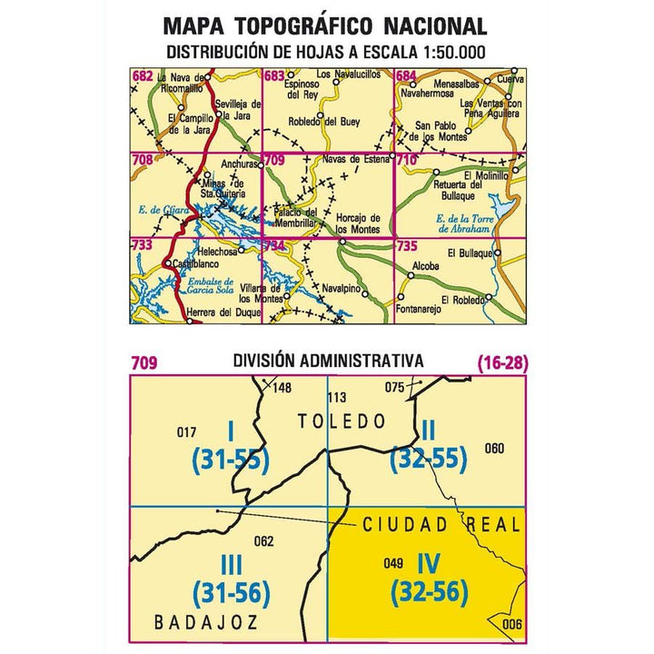 Carte topographique de l'Espagne n° 0709.4 - Sierra De Los Bohonales | CNIG - 1/25 000 carte pliée CNIG 