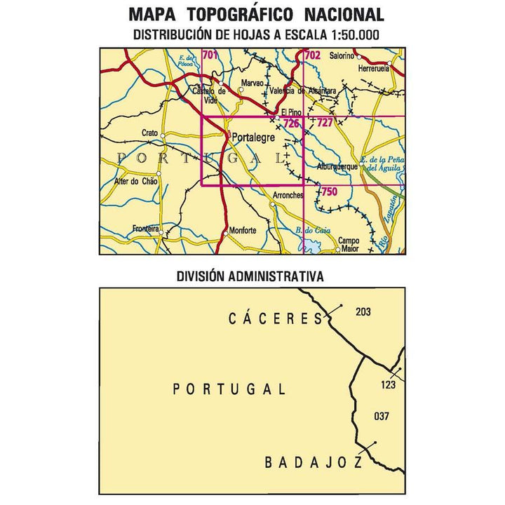 Carte topographique de l'Espagne n° 0726 - El Pino | CNIG - 1/50 000 carte pliée CNIG 