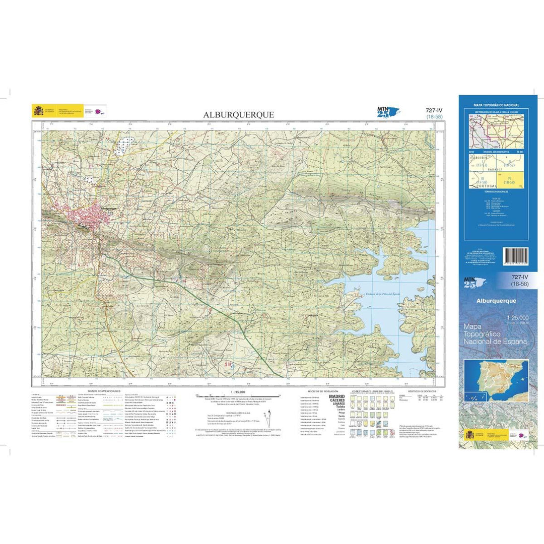 Carte topographique de l'Espagne n° 0727.4. - Alburquerque | CNIG - 1/25 000 carte pliée CNIG 