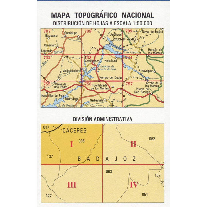 Carte topographique de l'Espagne n° 0733.1 - Castilblanco | CNIG - 1/25 000 carte pliée CNIG 