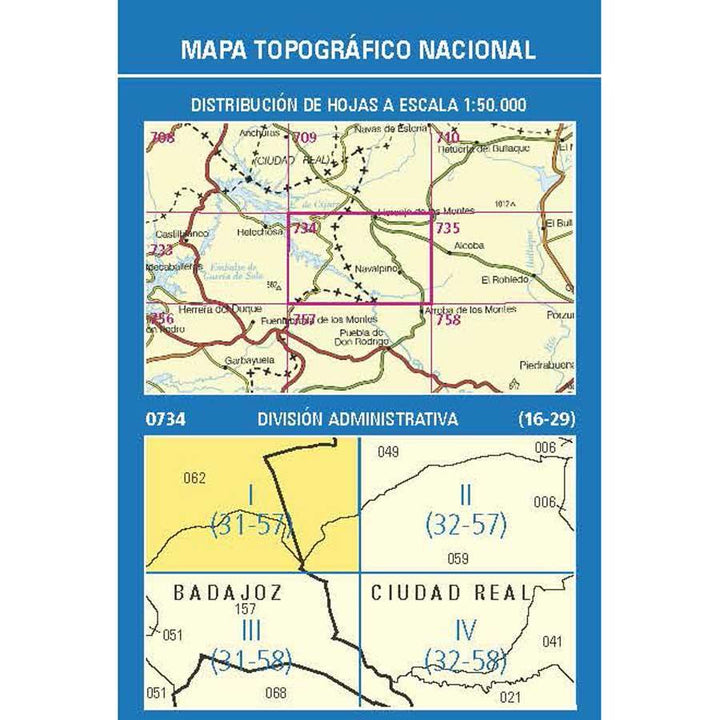Carte topographique de l'Espagne n° 0734.1 - Bohonal | CNIG - 1/25 000 carte pliée CNIG 