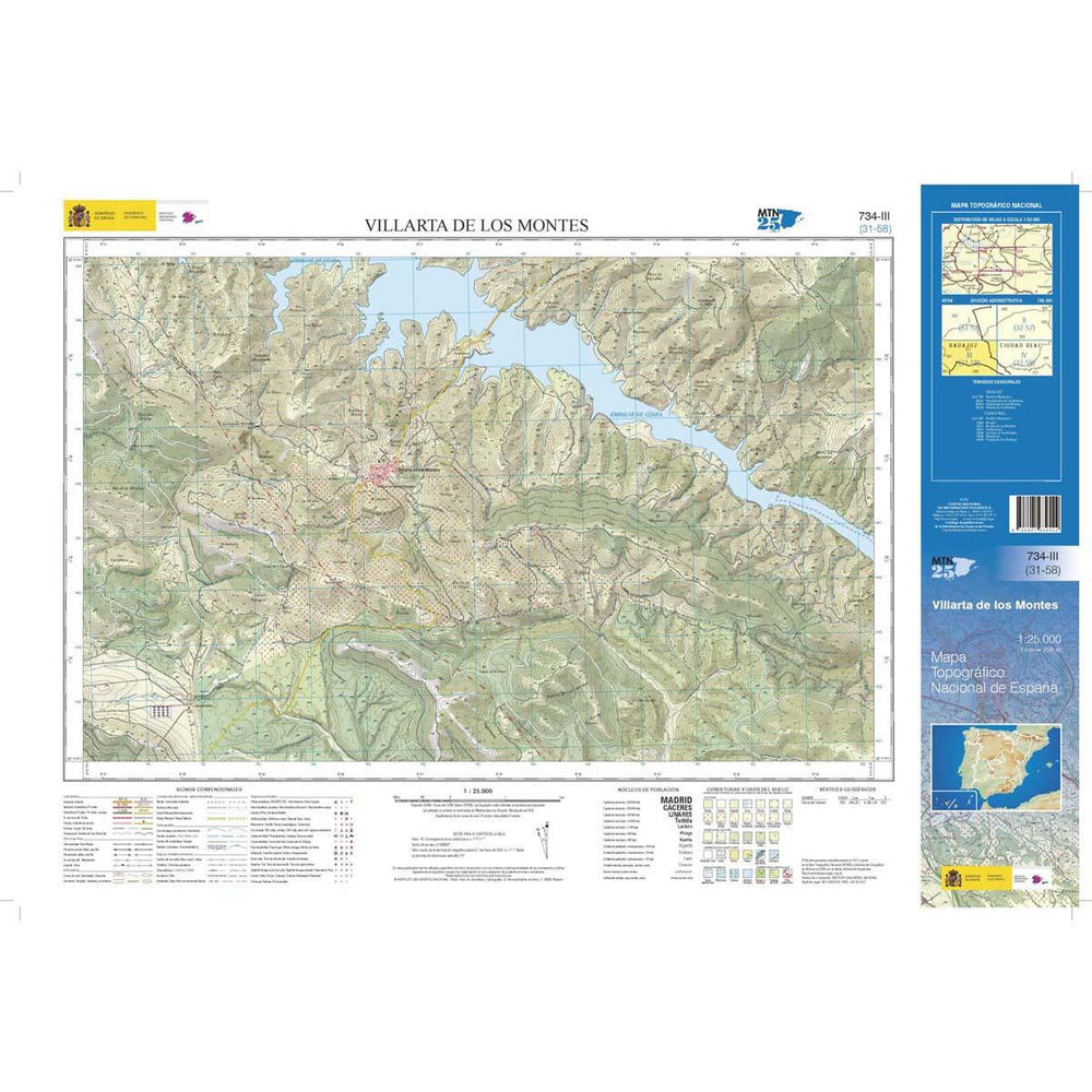 Carte topographique de l'Espagne n° 0734.3 - Villarta De Los Montes | CNIG - 1/25 000 carte pliée CNIG 