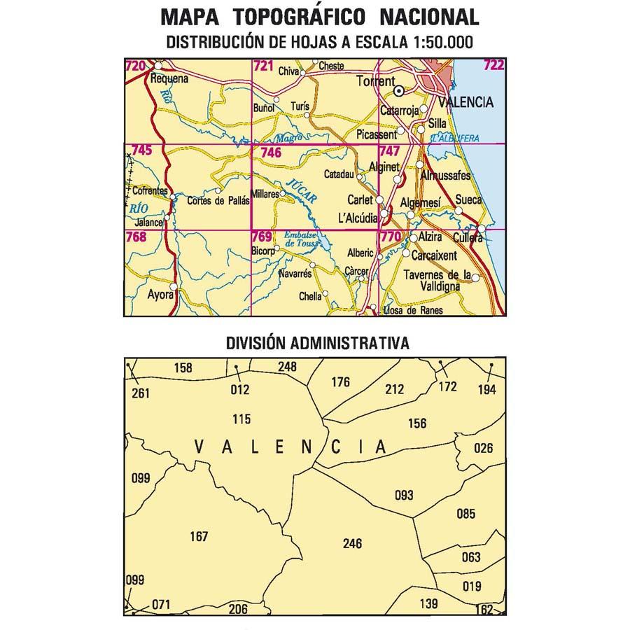 Carte topographique de l'Espagne n° 0746 - Carlet | CNIG - 1/50 000 carte pliée CNIG 