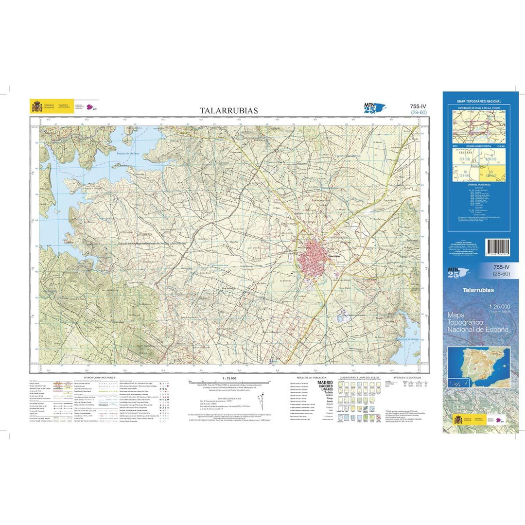 Carte topographique de l'Espagne n° 0755.4 - Talarrubias | CNIG - 1/25 000 carte pliée CNIG 