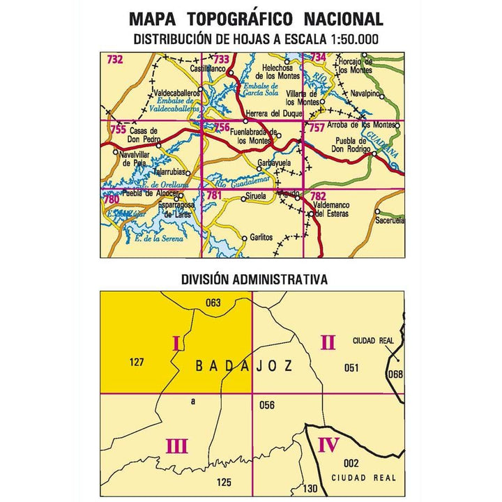 Carte topographique de l'Espagne n° 0756.1 - Herrera Del Duque | CNIG - 1/25 000 carte pliée CNIG 