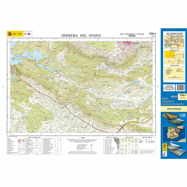 Carte topographique de l'Espagne n° 0756.1 - Herrera Del Duque | CNIG - 1/25 000 carte pliée CNIG 