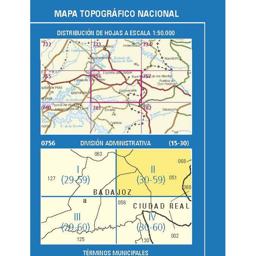 Carte topographique de l'Espagne n° 0756.2 - Fuenlabrada De Los Montes | CNIG - 1/25 000 carte pliée CNIG 