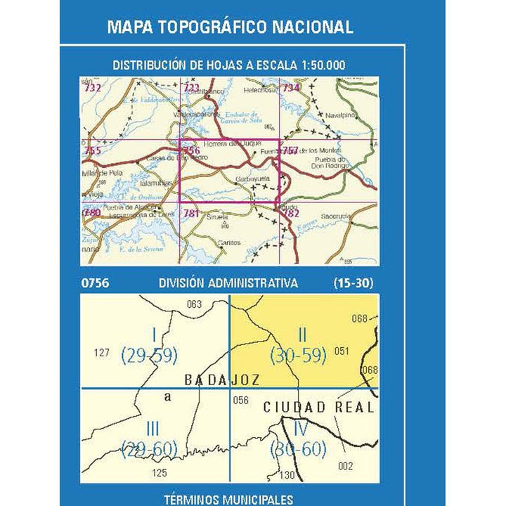 Carte topographique de l'Espagne n° 0756.2 - Fuenlabrada De Los Montes | CNIG - 1/25 000 carte pliée CNIG 