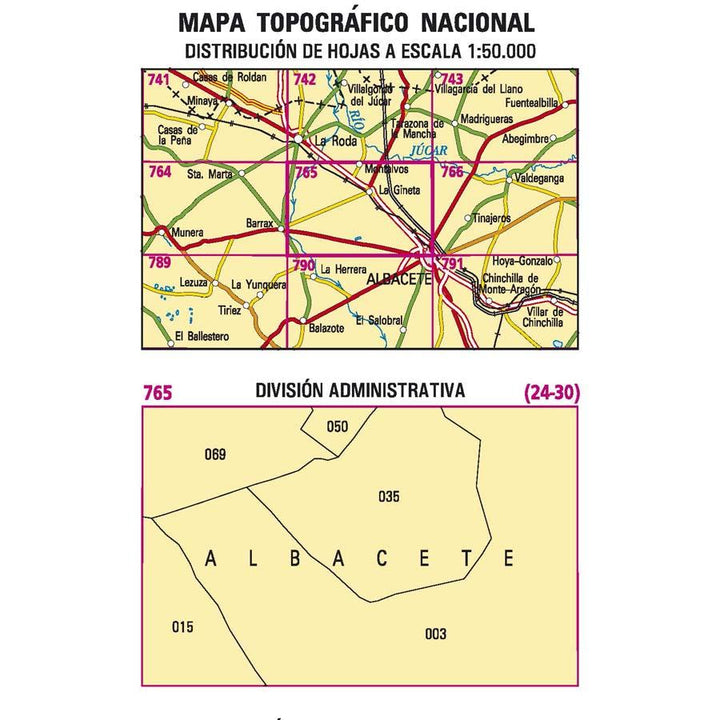 Carte topographique de l'Espagne n° 0765 - La Gineta | CNIG - 1/50 000 carte pliée CNIG 