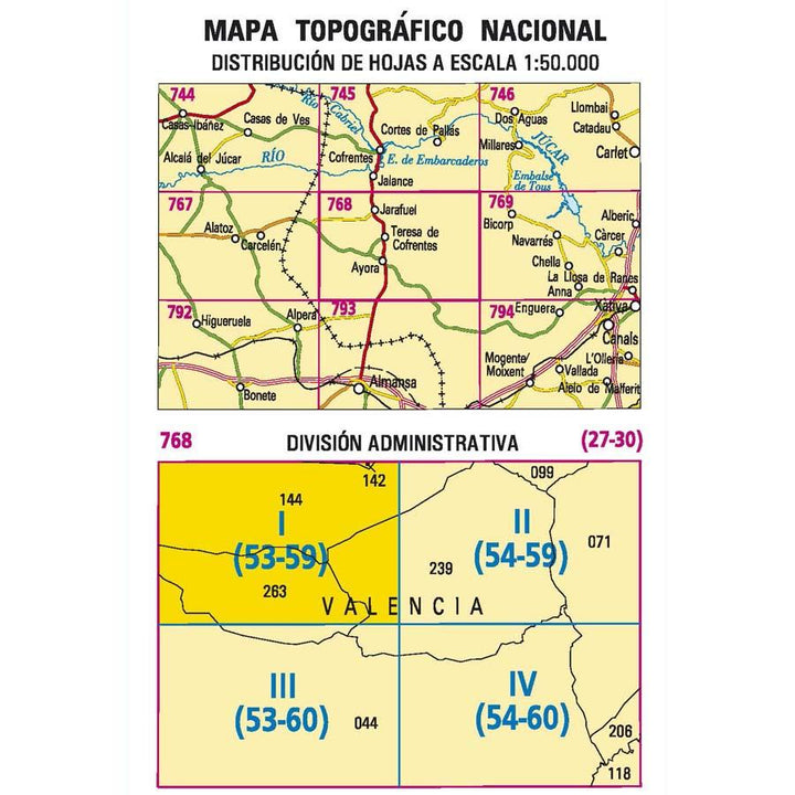 Carte topographique de l'Espagne n° 0768.1 - Jarafuel | CNIG - 1/25 000 carte pliée CNIG 
