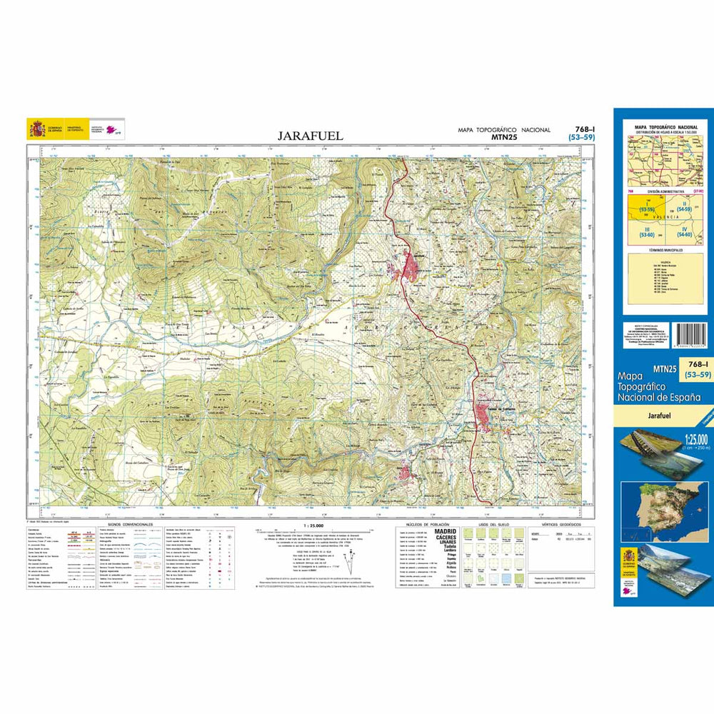 Carte topographique de l'Espagne n° 0768.1 - Jarafuel | CNIG - 1/25 000 carte pliée CNIG 