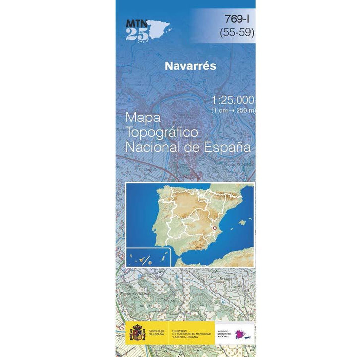 Carte topographique de l'Espagne n° 0769.1 - Navarrés | CNIG - 1/25 000 carte pliée CNIG 