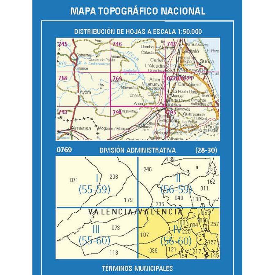 Carte topographique de l'Espagne n° 0769.4 - Llosa de Ranes | CNIG - 1/25 000 carte pliée CNIG 