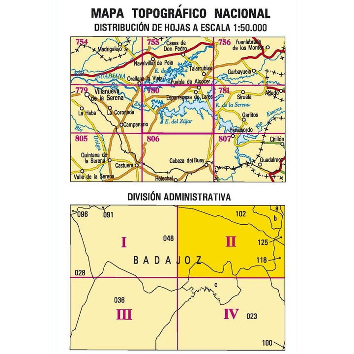 Carte topographique de l'Espagne n° 0780.2 - Puebla De Alcocer | CNIG - 1/25 000 carte pliée CNIG 