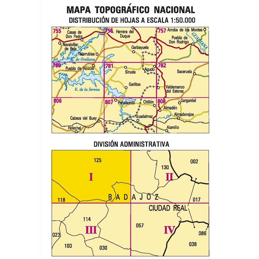 Carte topographique de l'Espagne n° 0781.1 - Siruela | CNIG - 1/25 000 carte pliée CNIG 