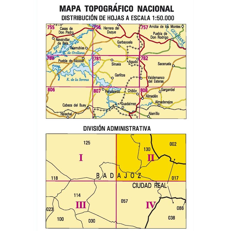 Carte topographique de l'Espagne n° 0781.2 - Agudo | CNIG - 1/25 000 carte pliée CNIG 