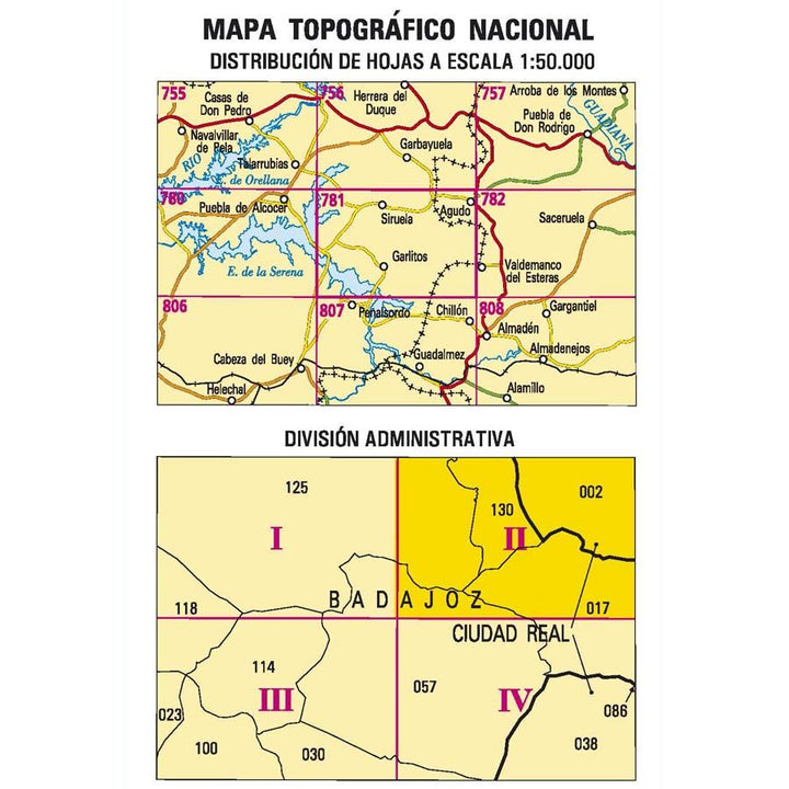 Carte topographique de l'Espagne n° 0781.2 - Agudo | CNIG - 1/25 000 carte pliée CNIG 