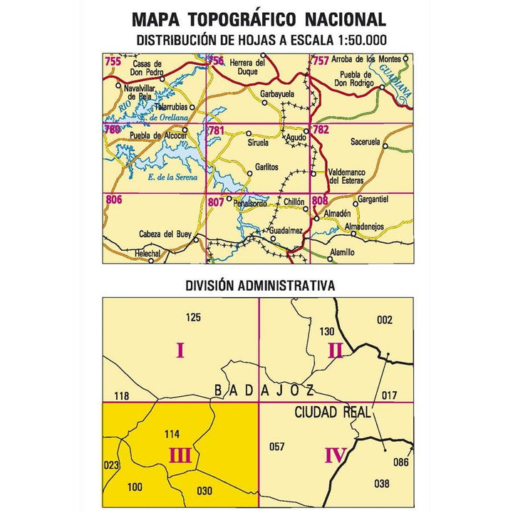 Carte topographique de l'Espagne n° 0781.3 - Garlitos | CNIG - 1/25 000 carte pliée CNIG 