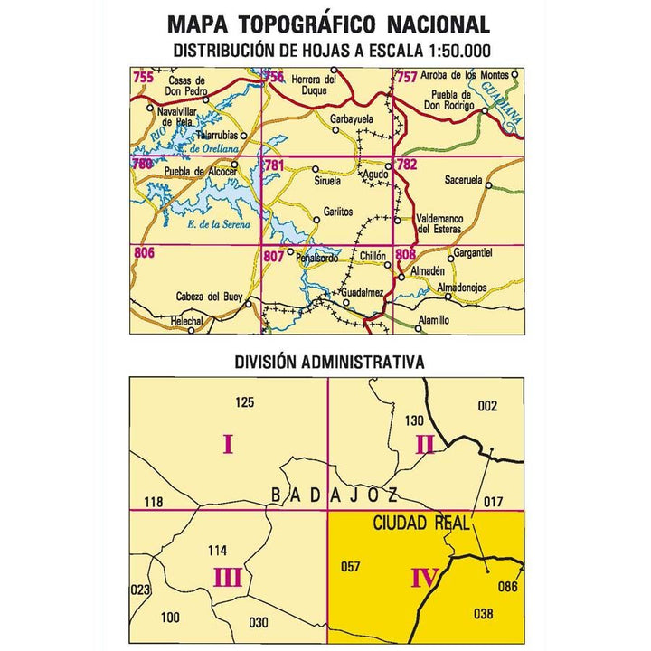Carte topographique de l'Espagne n° 0781.4 - Sierra De Azorejo | CNIG - 1/25 000 carte pliée CNIG 