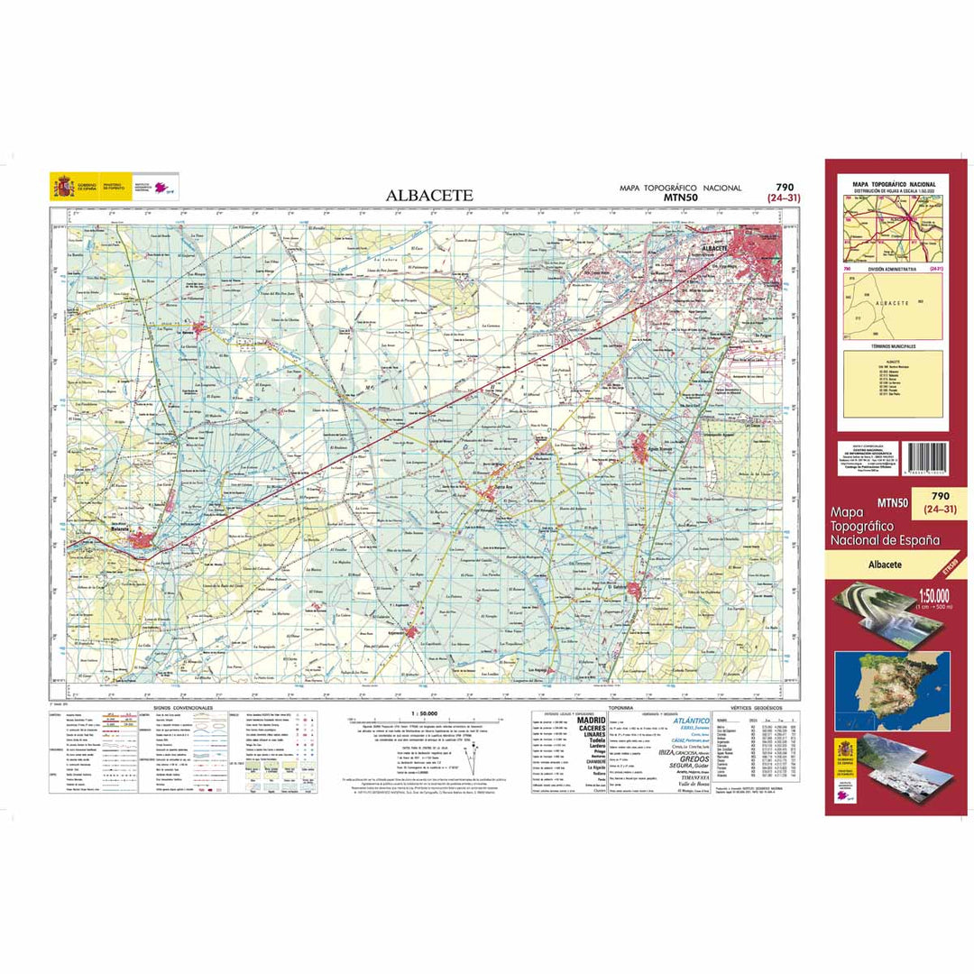 Carte topographique de l'Espagne n° 0790 - Albacete | CNIG - 1/50 000 carte pliée CNIG 