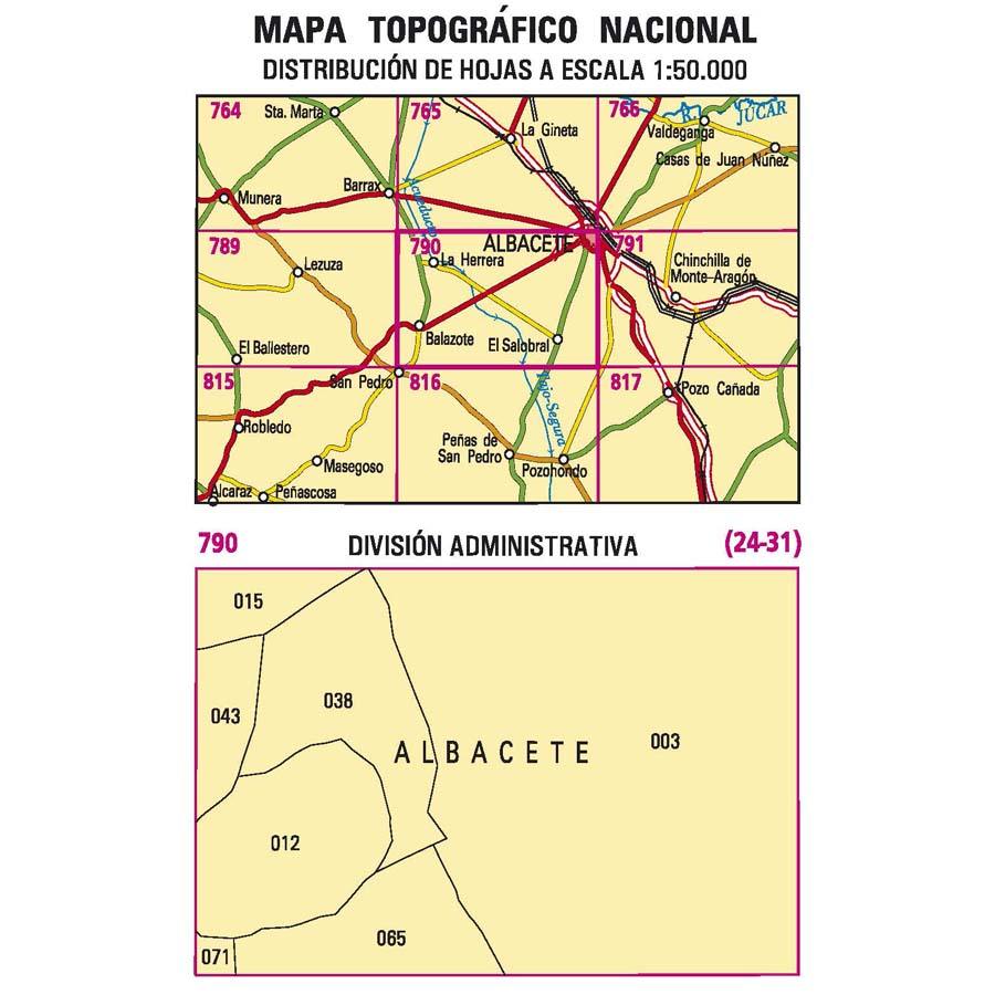 Carte topographique de l'Espagne n° 0790 - Albacete | CNIG - 1/50 000 carte pliée CNIG 