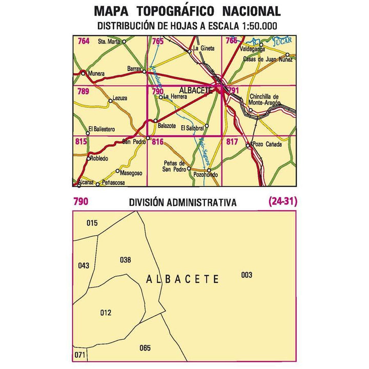 Carte topographique de l'Espagne n° 0790 - Albacete | CNIG - 1/50 000 carte pliée CNIG 