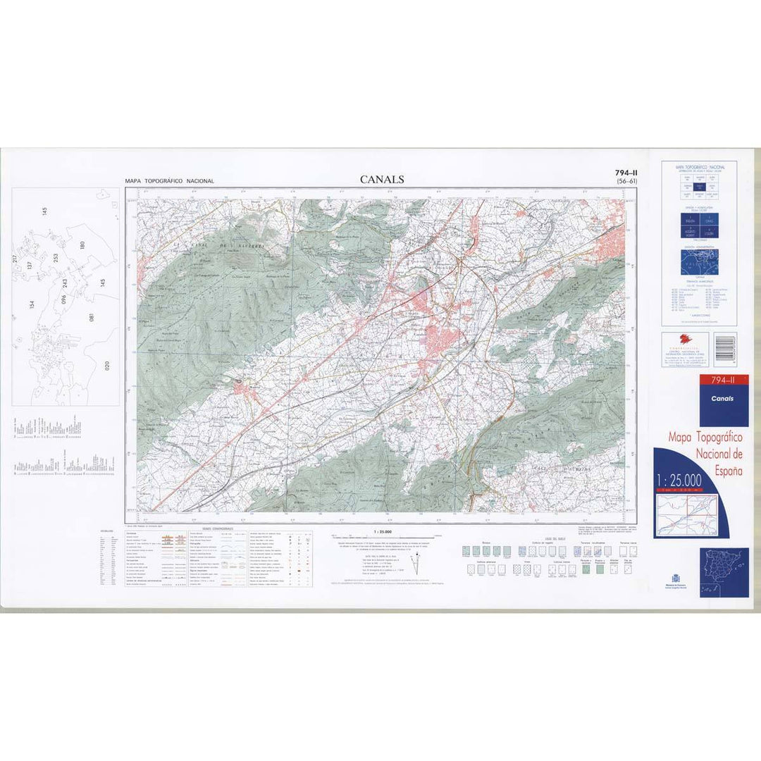 Carte topographique de l'Espagne n° 0794.2 - Canals | CNIG - 1/25 000 carte pliée CNIG 