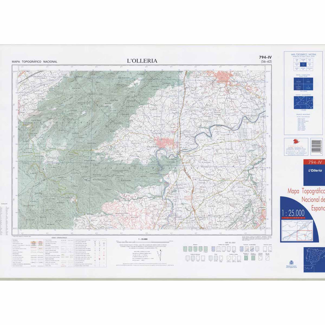 Carte topographique de l'Espagne n° 0794.4 - L'Olleria | CNIG - 1/25 000 carte pliée CNIG 