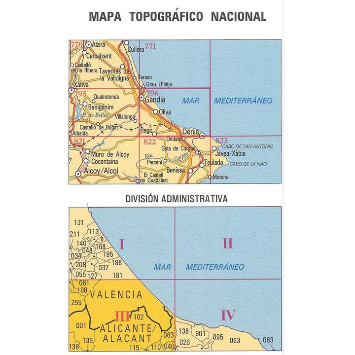 Carte topographique de l'Espagne n° 0796.3 - Oliva | CNIG - 1/25 000 carte pliée CNIG 