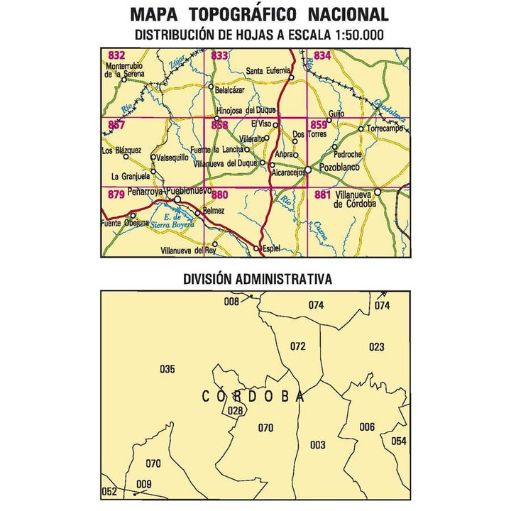 Carte topographique de l'Espagne n° 0858 - El Viso | CNIG - 1/50 000 carte pliée CNIG 