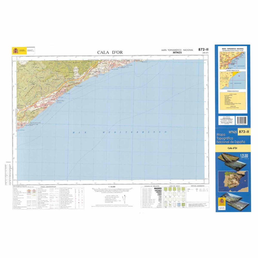 Carte topographique de l'Espagne n° 0872.2 - Cala d'or | CNIG - 1/25 000 carte pliée CNIG 