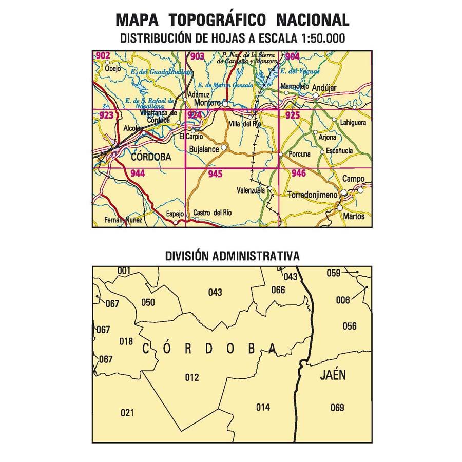 Carte topographique de l'Espagne n° 0924 - Bujalance | CNIG - 1/50 000 carte pliée CNIG 