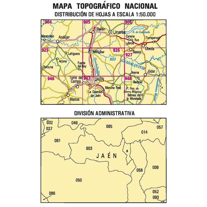 Carte topographique de l'Espagne n° 0926 - Mengíbar | CNIG - 1/50 000 carte pliée CNIG 