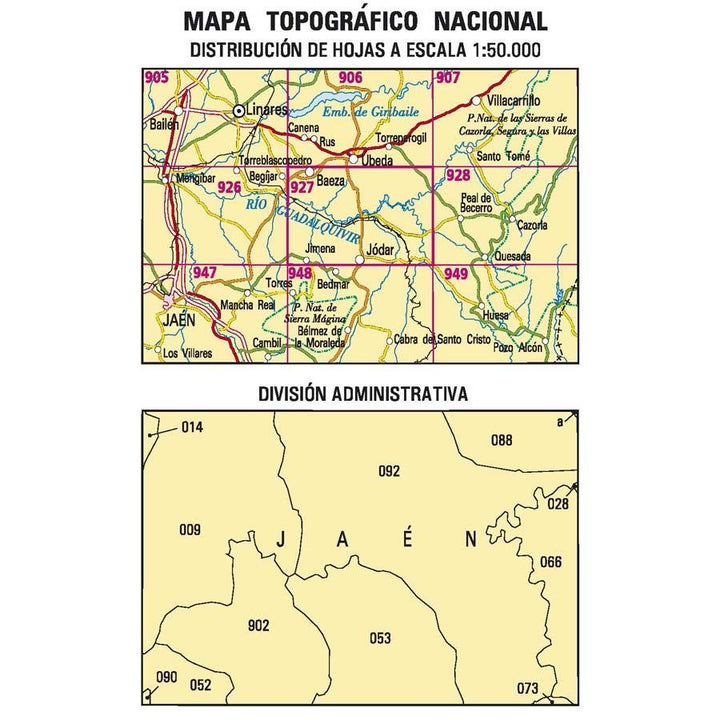 Carte topographique de l'Espagne n° 0927 - Baeza | CNIG - 1/50 000 carte pliée CNIG 