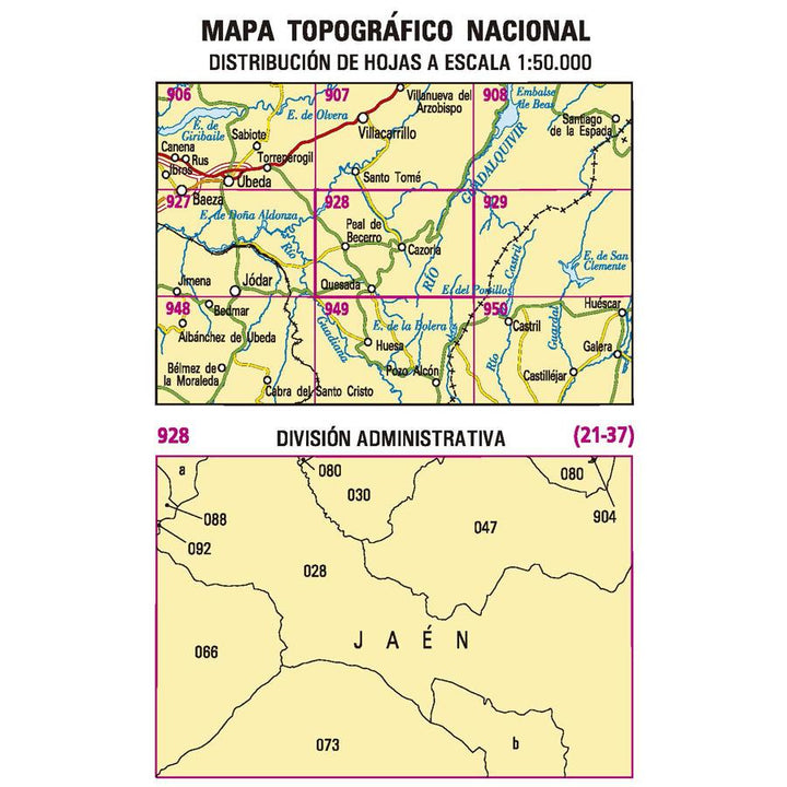 Carte topographique de l'Espagne n° 0928 - Cazorla | CNIG - 1/50 000 carte pliée CNIG 