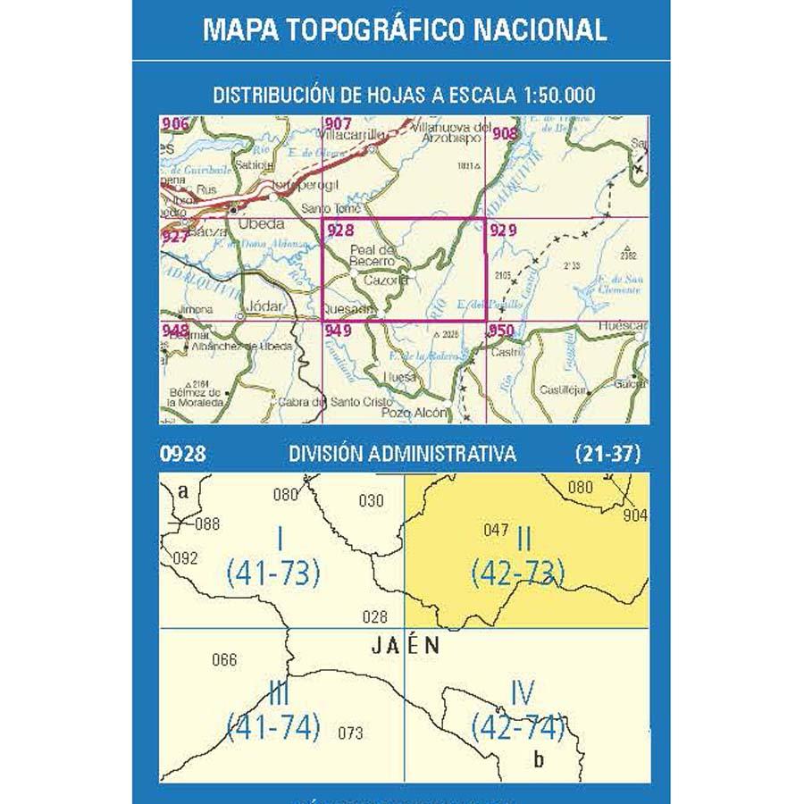 Carte topographique de l'Espagne n° 0928.2 - La Iruela | CNIG - 1/25 000 carte pliée CNIG 